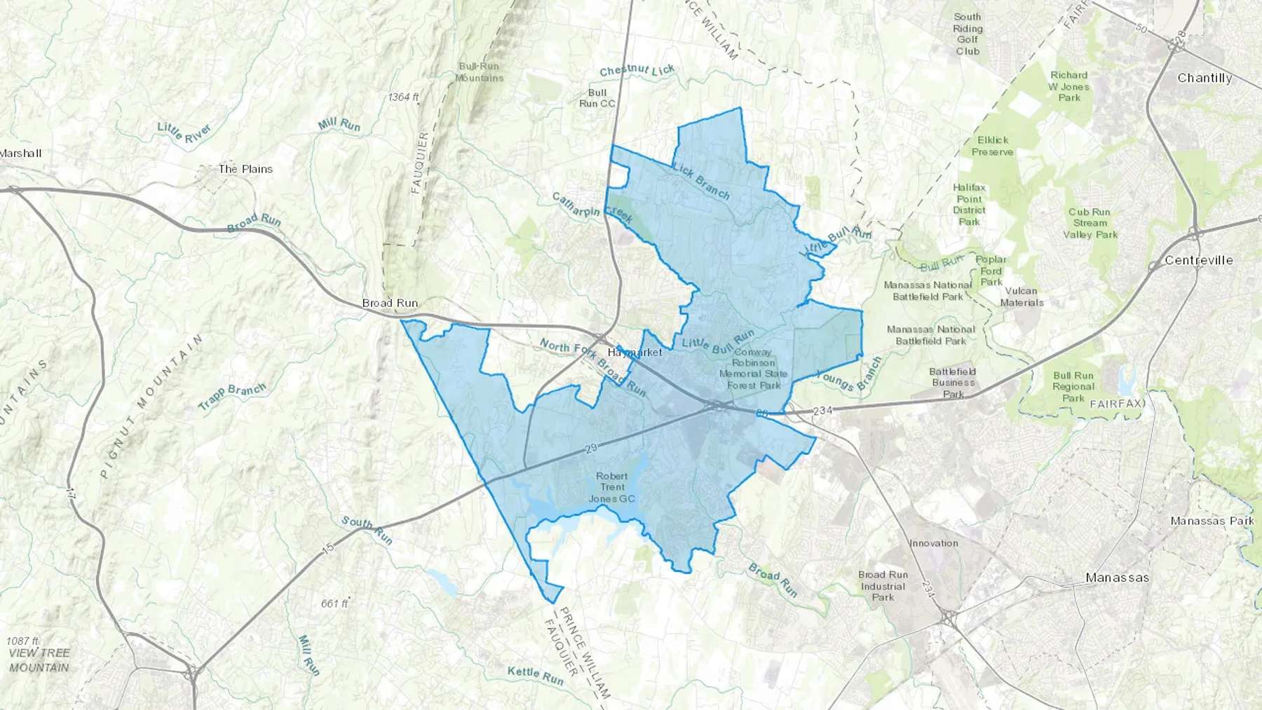 Gainesville, VA Cash heating Oil delivery map Map of the COD Fuel Oil delivery service area for Gainesville, VA