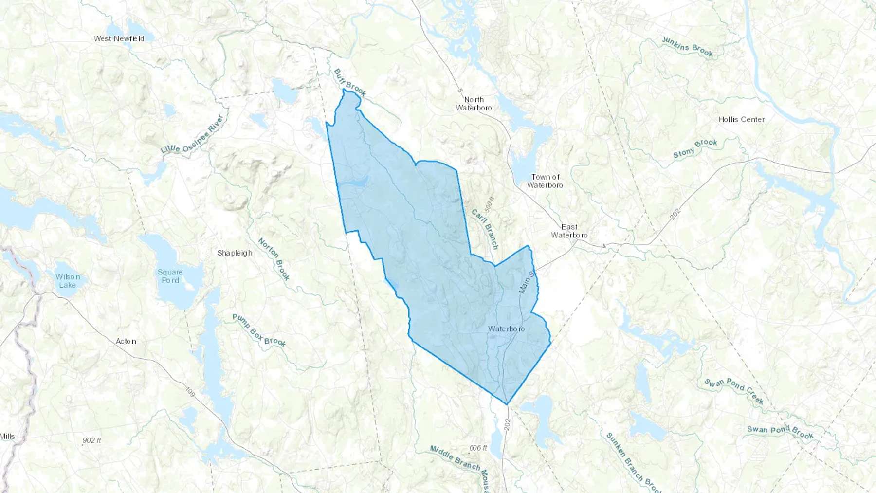 Waterboro, ME Cash heating Oil delivery map Map of the COD Fuel Oil delivery service area for Waterboro, ME