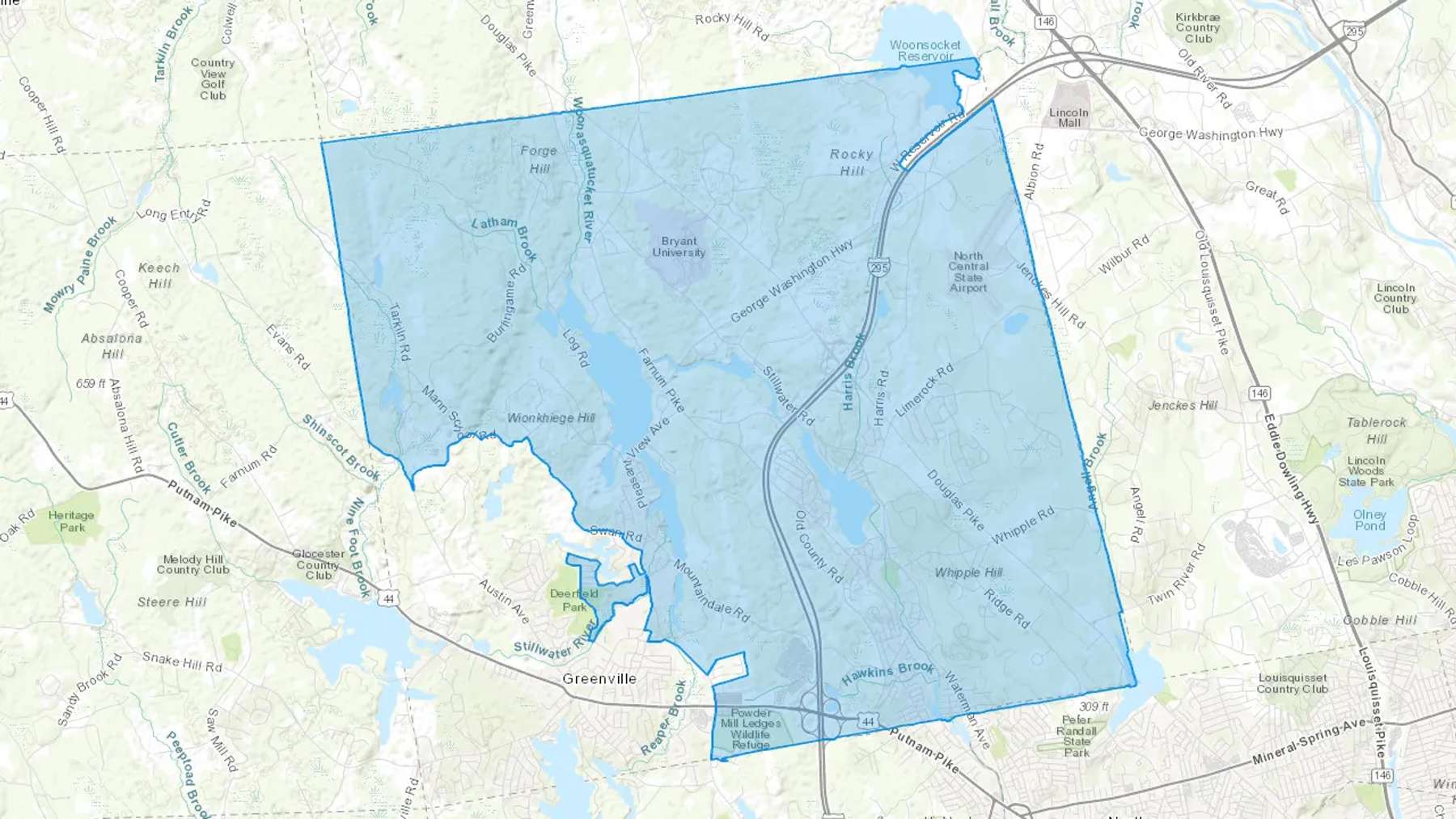 Smithfield, RI Cash heating Oil delivery map Map of the COD Fuel Oil delivery service area for Smithfield, RI
