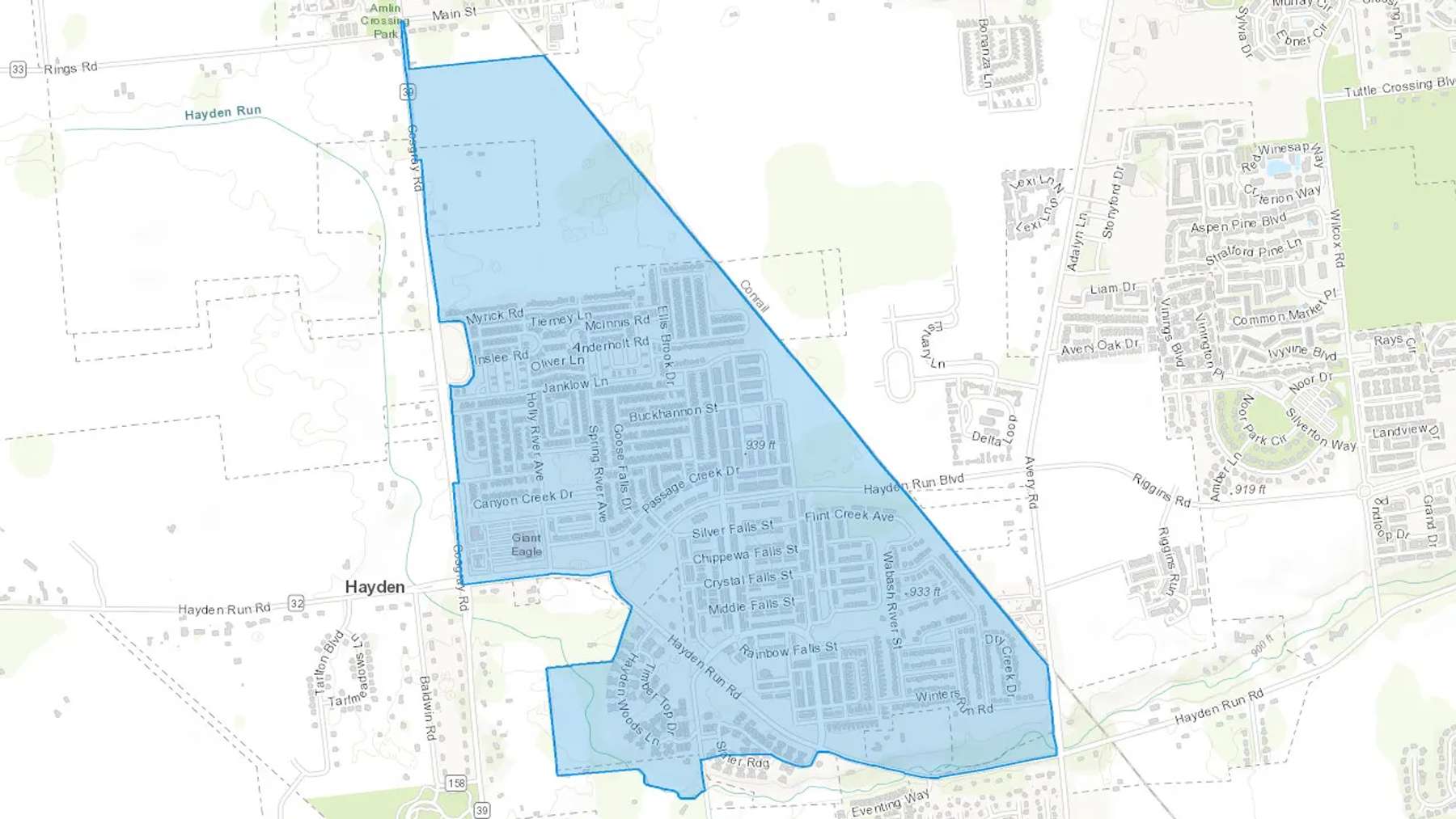 Amlin, OH Cash heating Oil delivery map Map of the COD Fuel Oil delivery service area for Amlin, OH