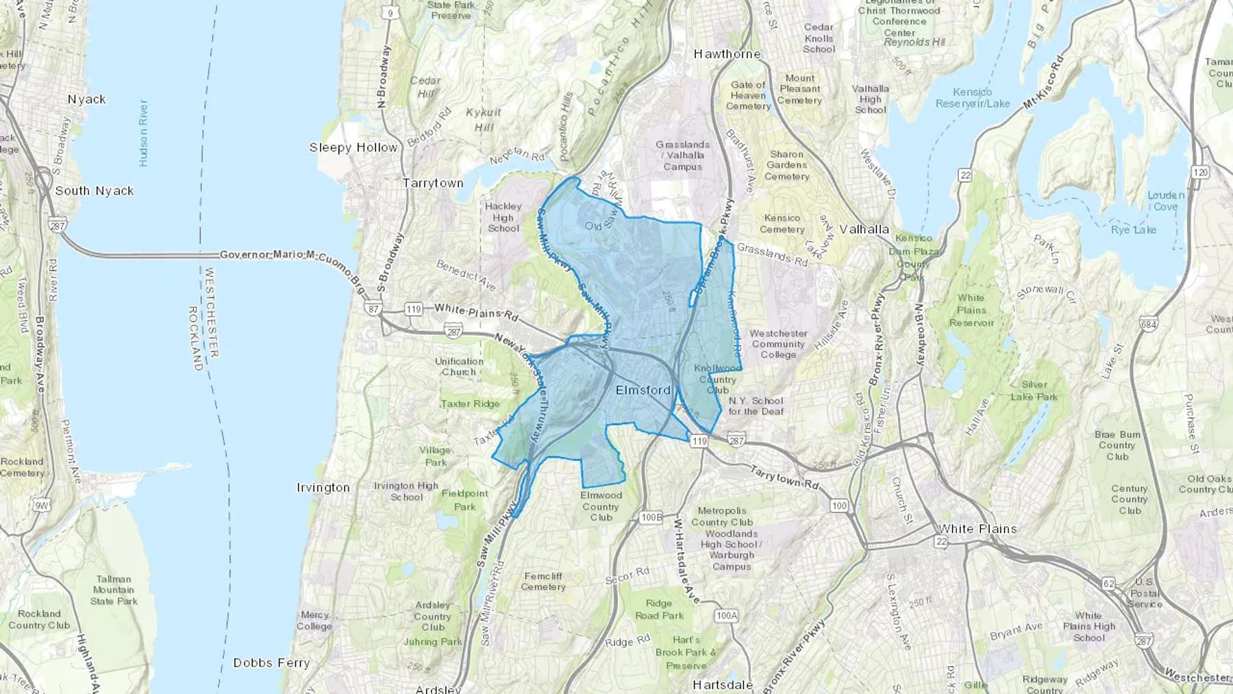 Elmsford, NY Cash heating Oil delivery map Map of the COD Fuel Oil delivery service area for Elmsford, NY