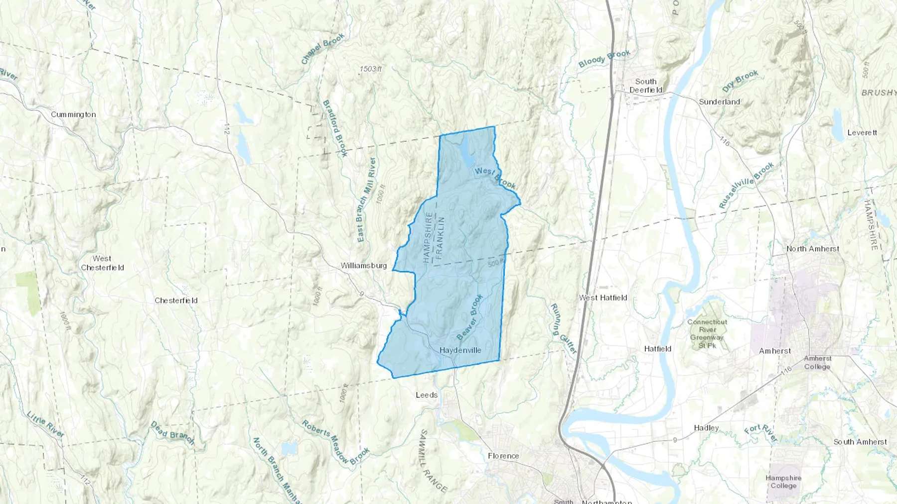 Haydenville, MA Cash heating Oil delivery map Map of the COD Fuel Oil delivery service area for Haydenville, MA
