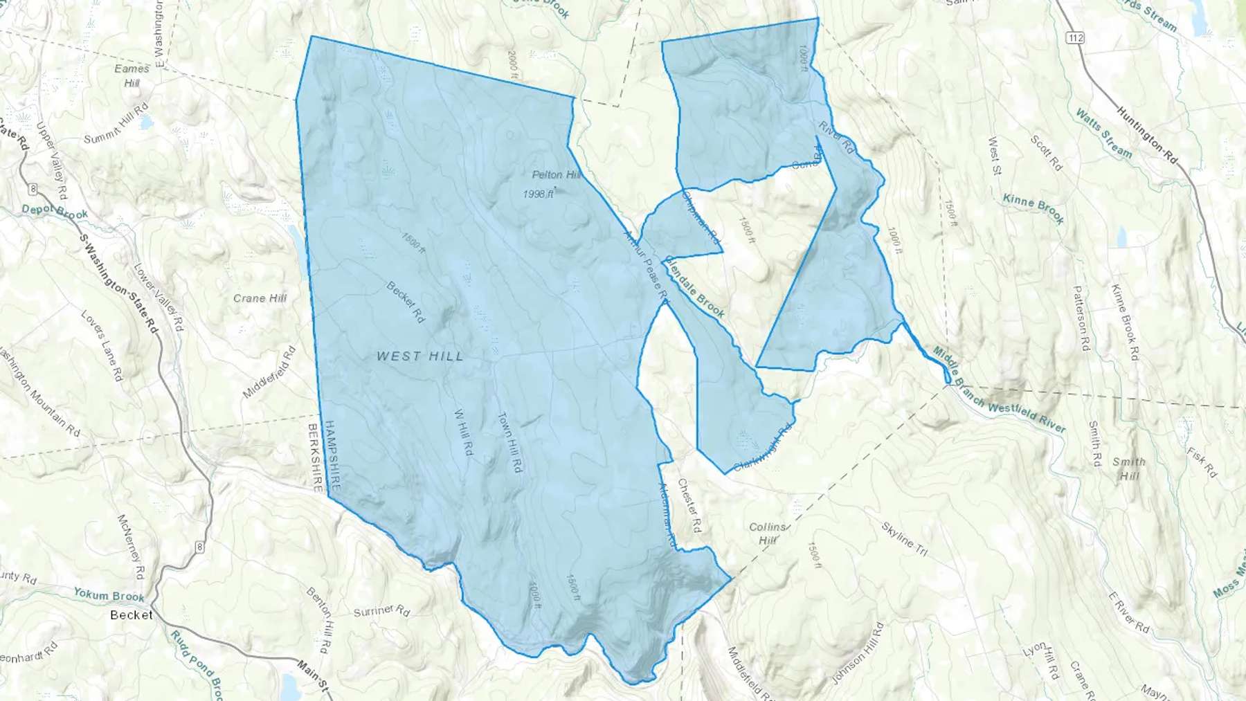 Middlefield, MA Cash heating Oil delivery map Map of the COD Fuel Oil delivery service area for Middlefield, MA