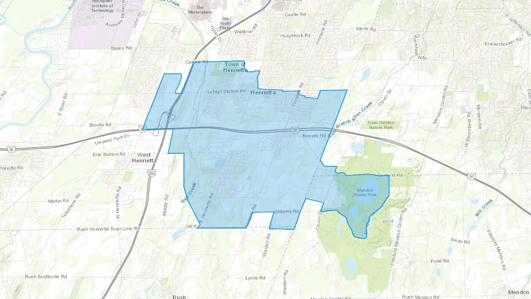 Henrietta, NY Cash heating Oil delivery map Map of the COD Fuel Oil delivery service area for Henrietta, NY