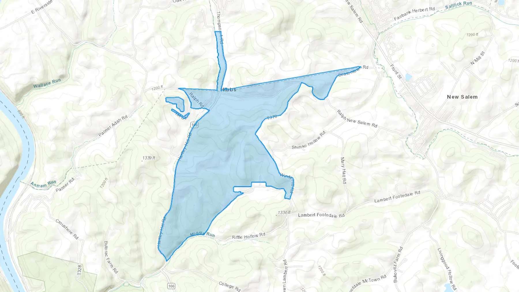 Hibbs, PA Cash heating Oil delivery map Map of the COD Fuel Oil delivery service area for Hibbs, PA