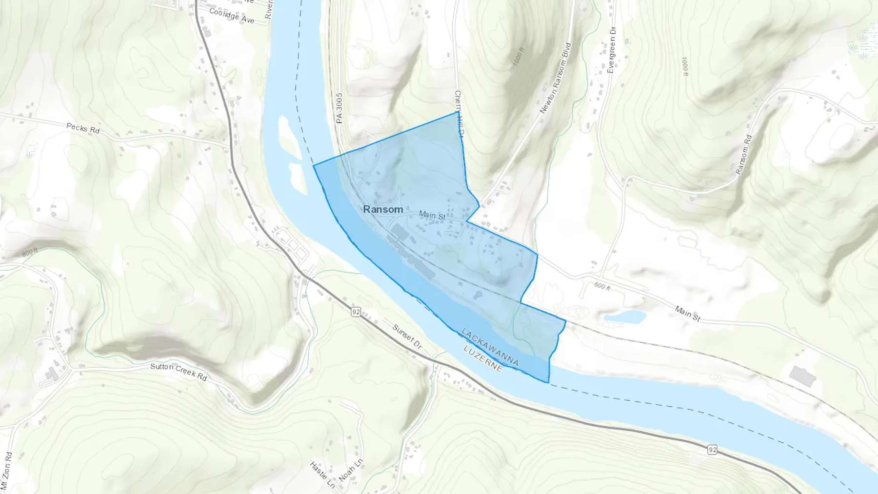 Ransom, PA Cash heating Oil delivery map Map of the COD Fuel Oil delivery service area for Ransom, PA
