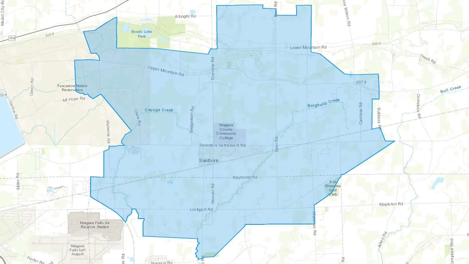 Sanborn, NY Cash heating Oil delivery map Map of the COD Fuel Oil delivery service area for Sanborn, NY