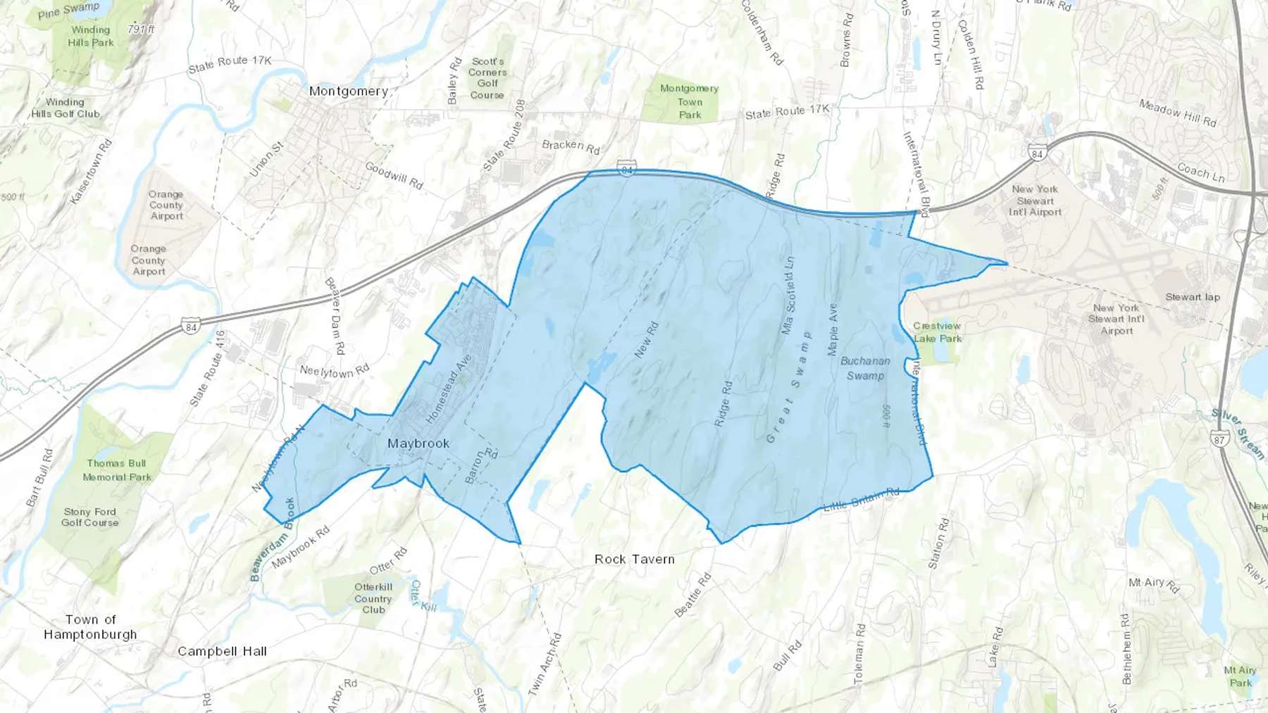 Maybrook, NY Cash heating Oil delivery map Map of the COD Fuel Oil delivery service area for Maybrook, NY