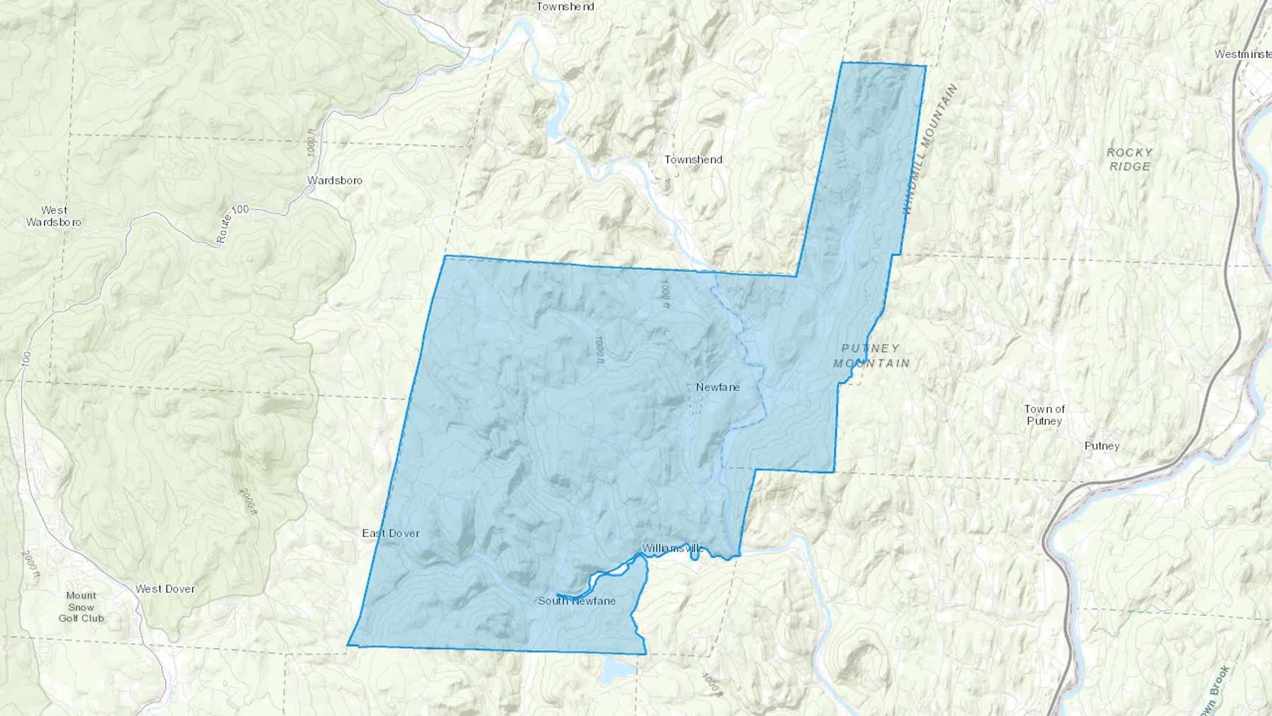 Newfane, VT Cash heating Oil delivery map Map of the COD Fuel Oil delivery service area for Newfane, VT