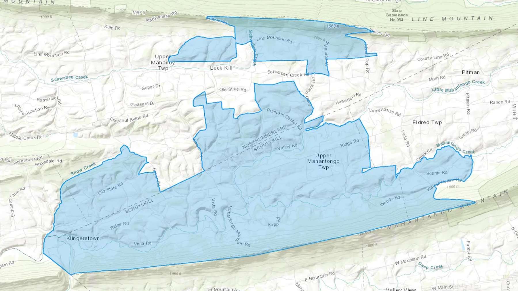 Klingerstown, PA Cash heating Oil delivery map Map of the COD Fuel Oil delivery service area for Klingerstown, PA