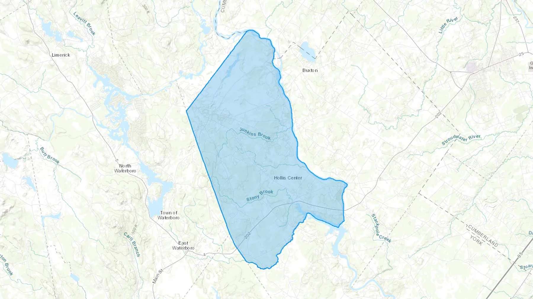 Hollis Center, ME Cash heating Oil delivery map Map of the COD Fuel Oil delivery service area for Hollis Center, ME