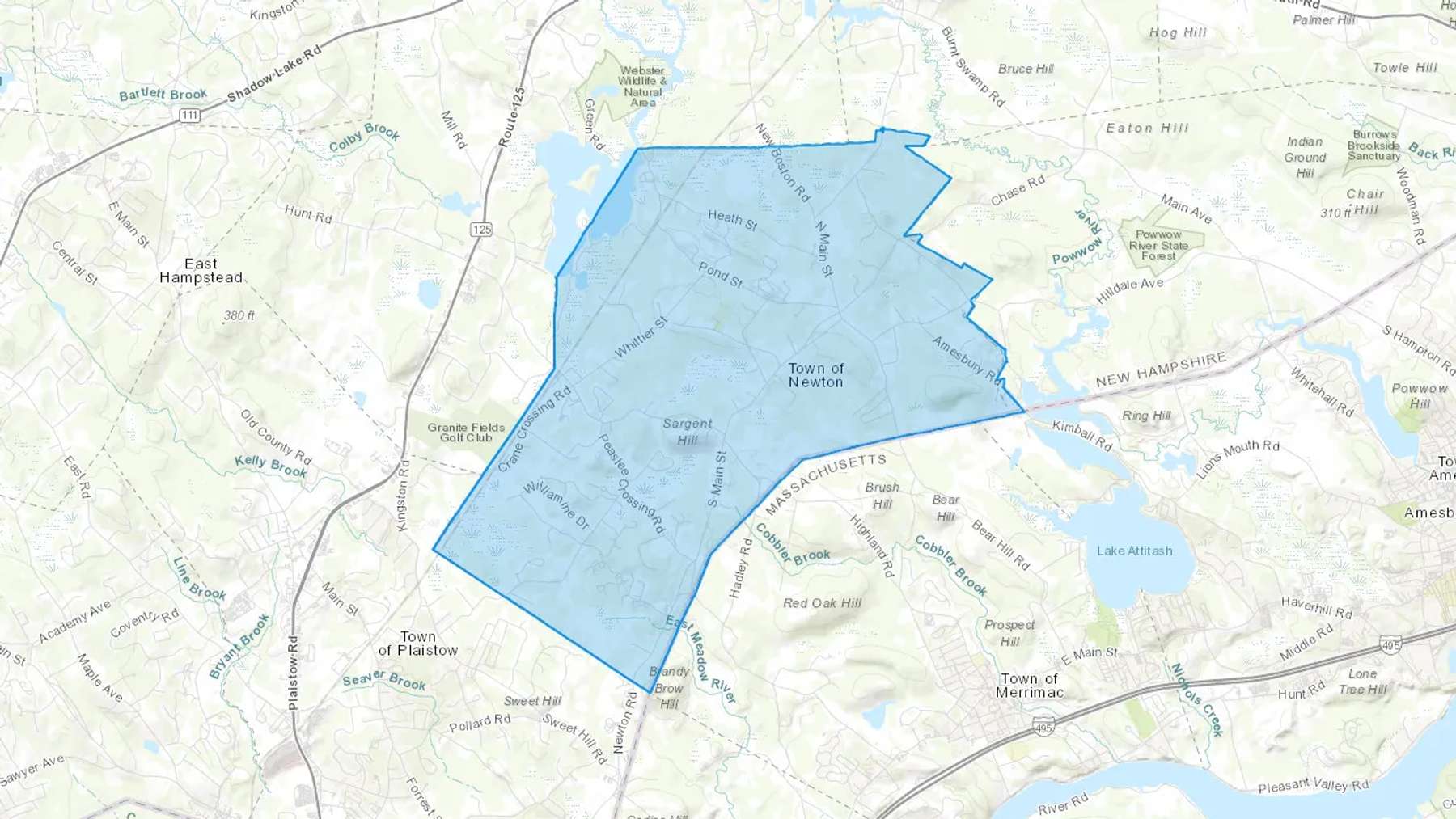 Newton, NH Cash heating Oil delivery map Map of the COD Fuel Oil delivery service area for Newton, NH