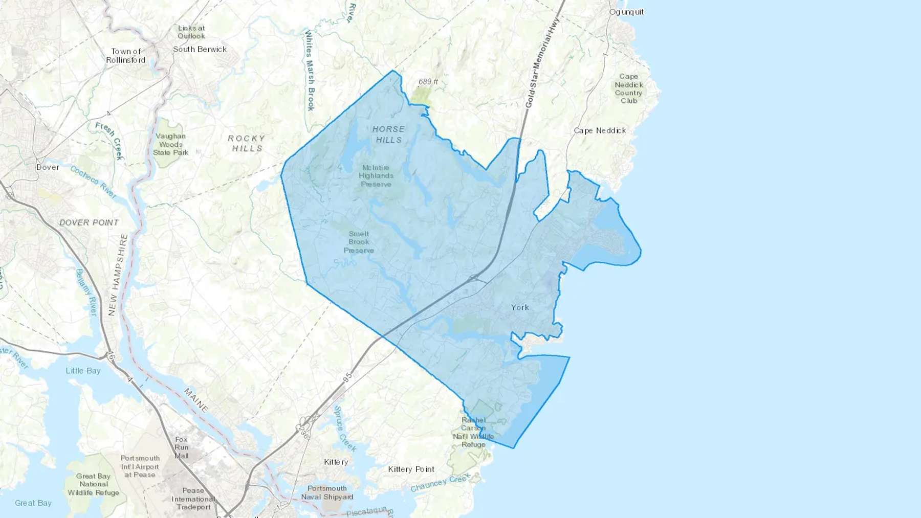 York Beach, ME Cash heating Oil delivery map Map of the COD Fuel Oil delivery service area for York Beach, ME