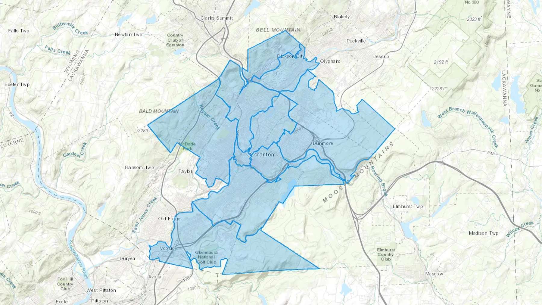 Scranton, PA Cash heating Oil delivery map Map of the COD Fuel Oil delivery service area for Scranton, PA