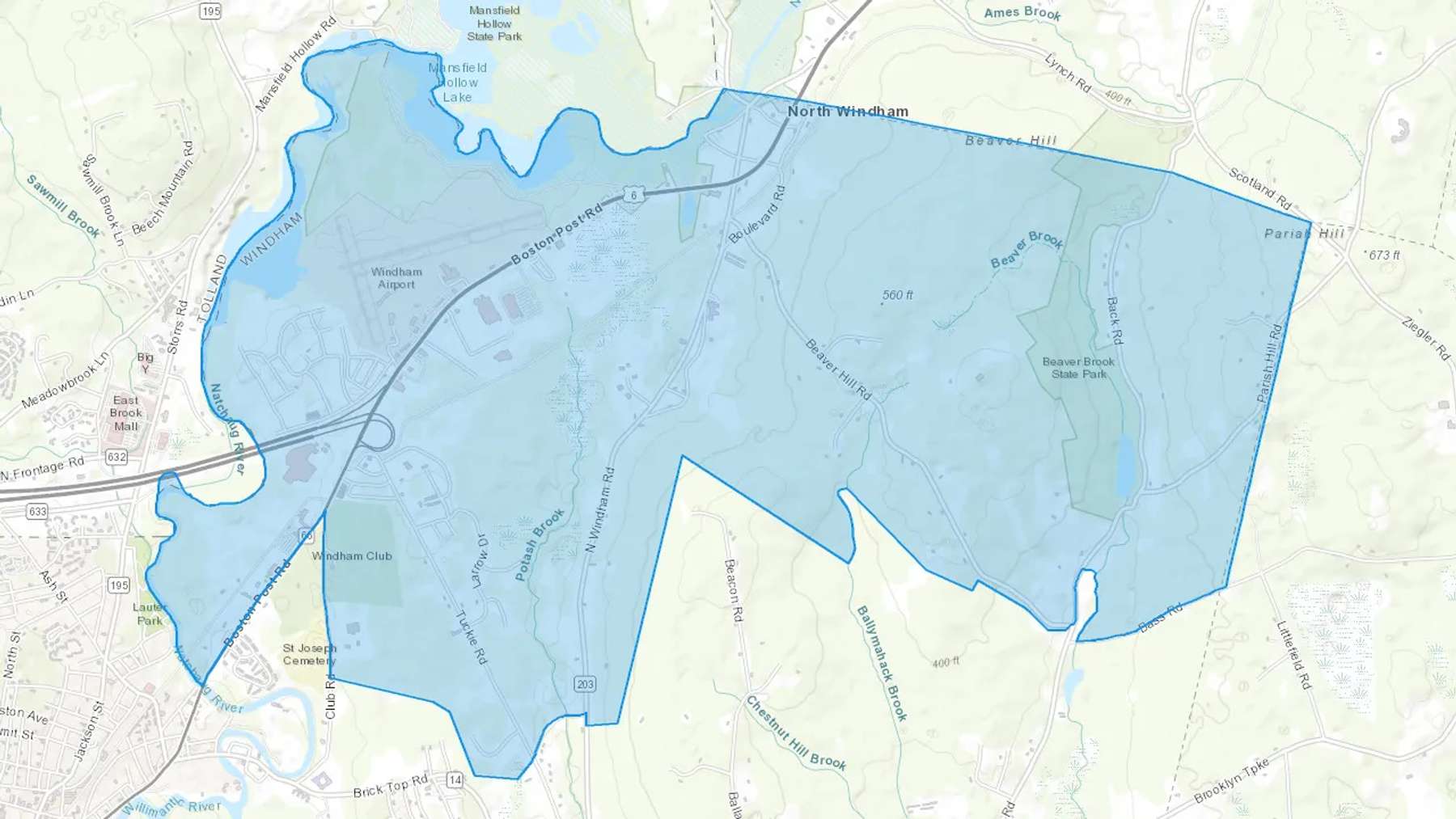 North Windham, CT Cash heating Oil delivery map Map of the COD Fuel Oil delivery service area for North Windham, CT