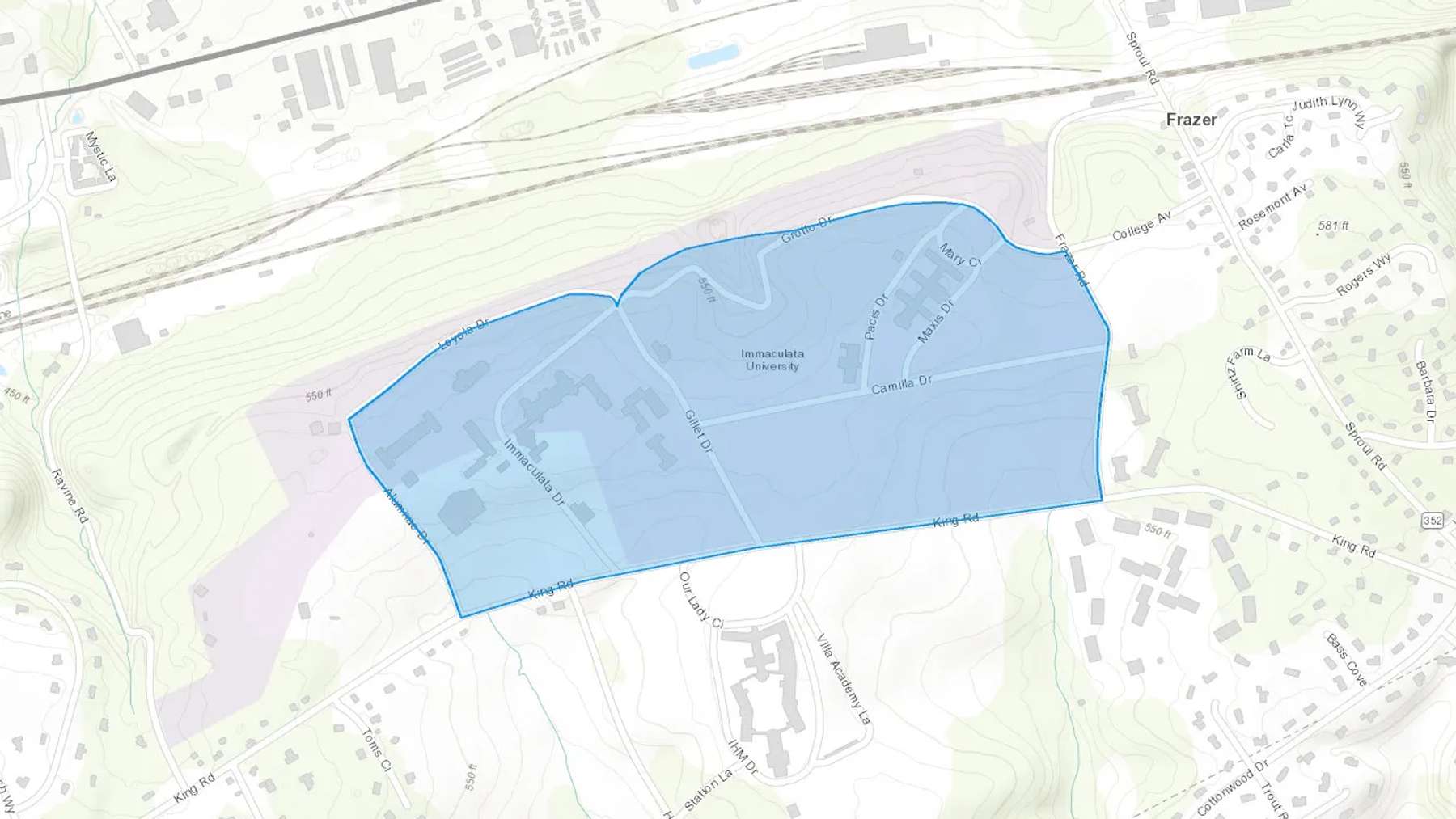 Immaculata, PA Cash heating Oil delivery map Map of the COD Fuel Oil delivery service area for Immaculata, PA