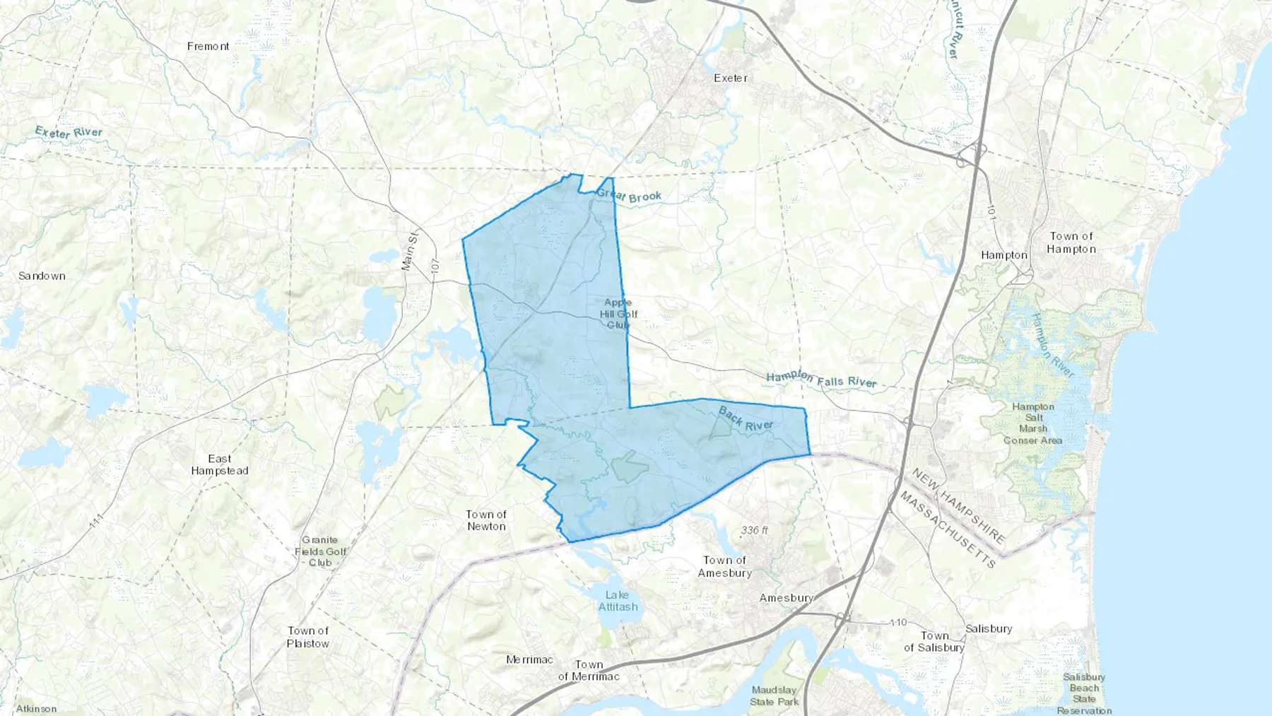 East Kingston, NH Cash heating Oil delivery map Map of the COD Fuel Oil delivery service area for East Kingston, NH