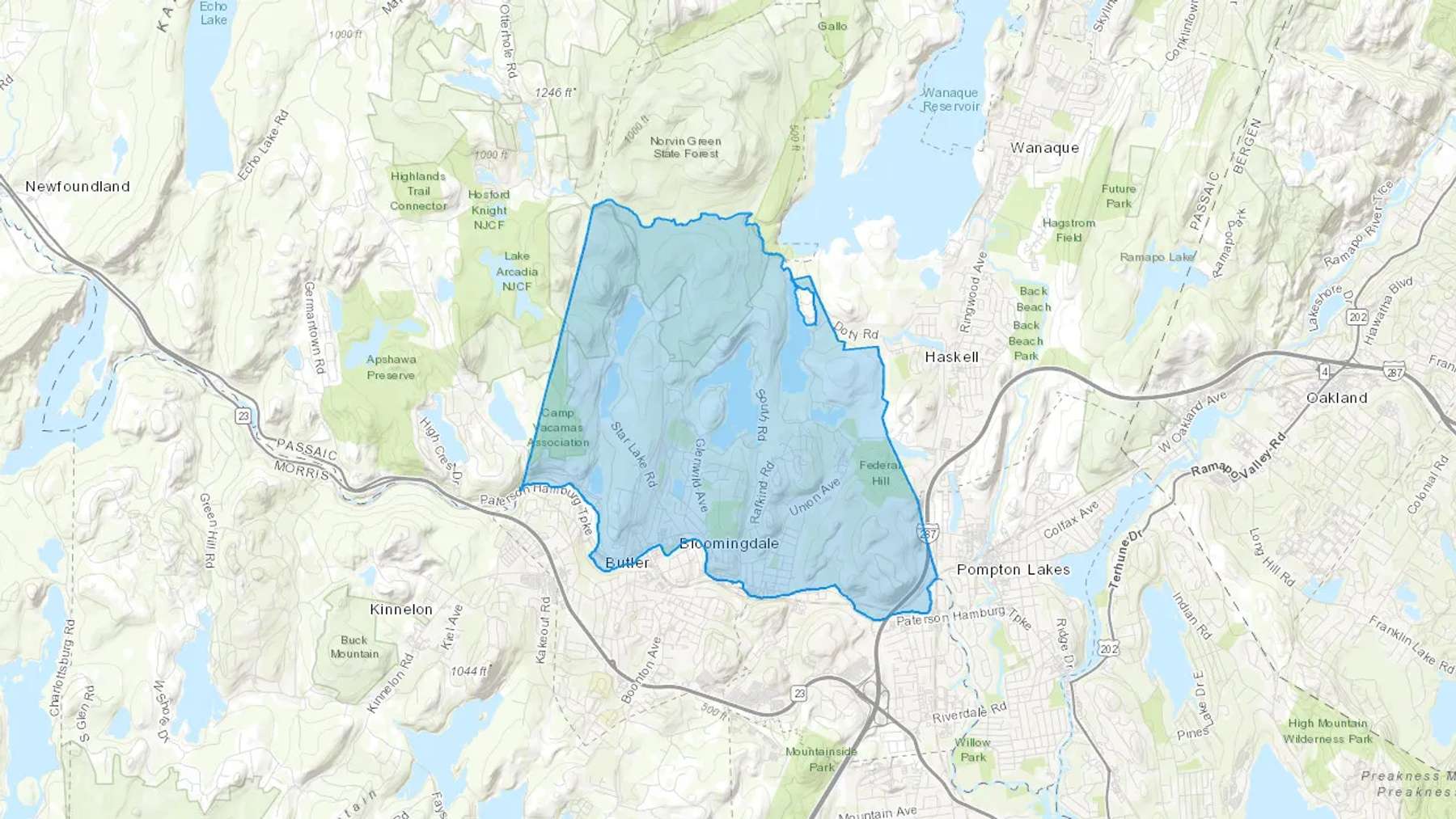 Bloomingdale, NJ Cash heating Oil delivery map Map of the COD Fuel Oil delivery service area for Bloomingdale, NJ