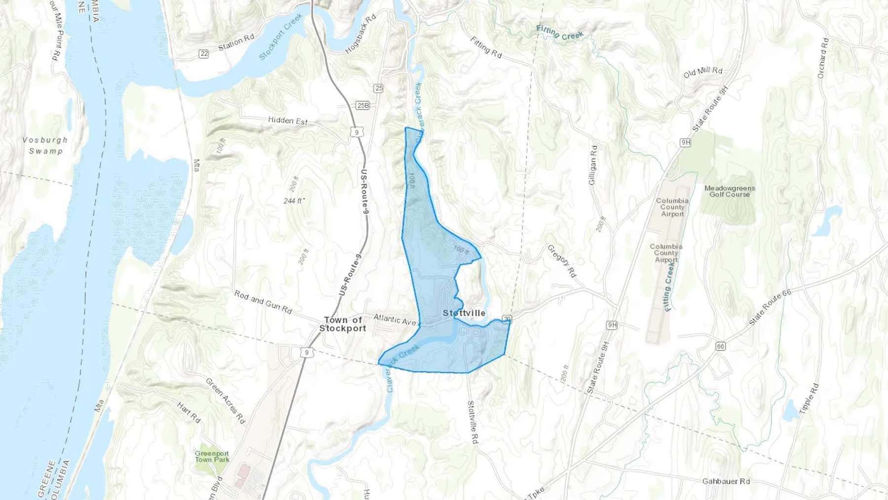 Stottville, NY Cash heating Oil delivery map Map of the COD Fuel Oil delivery service area for Stottville, NY