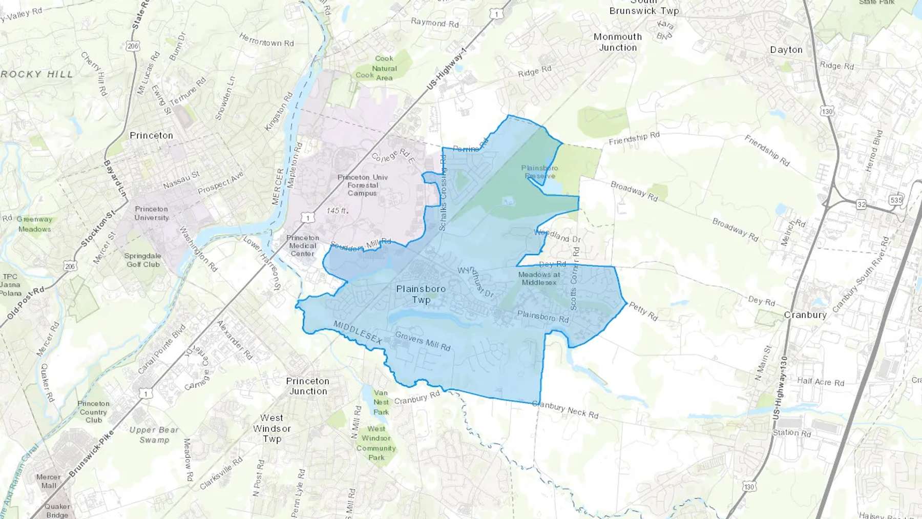 Plainsboro, NJ Cash heating Oil delivery map Map of the COD Fuel Oil delivery service area for Plainsboro, NJ