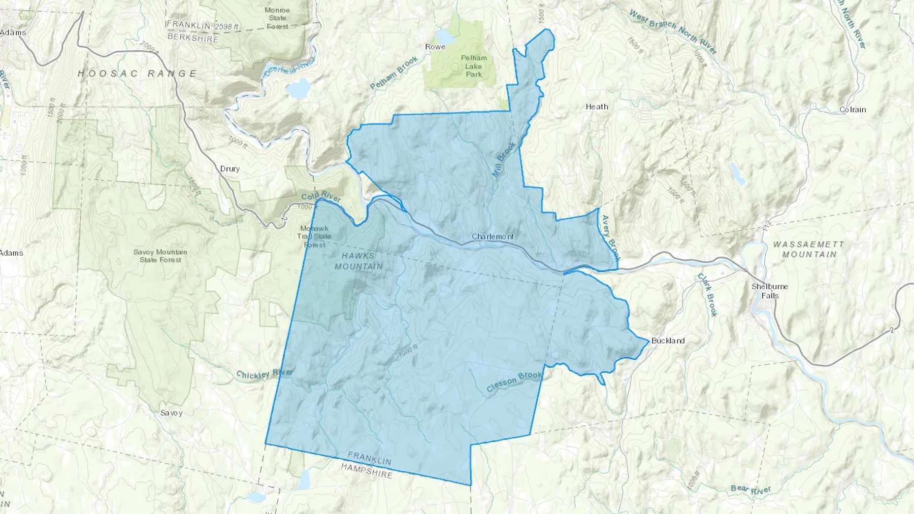 Charlemont, MA Cash heating Oil delivery map Map of the COD Fuel Oil delivery service area for Charlemont, MA