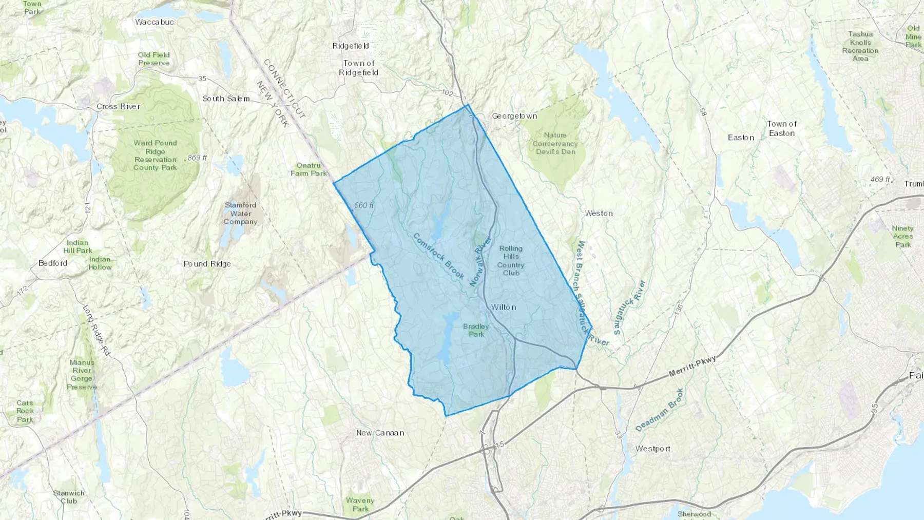 Georgetown, CT Cash heating Oil delivery map Map of the COD Fuel Oil delivery service area for Georgetown, CT