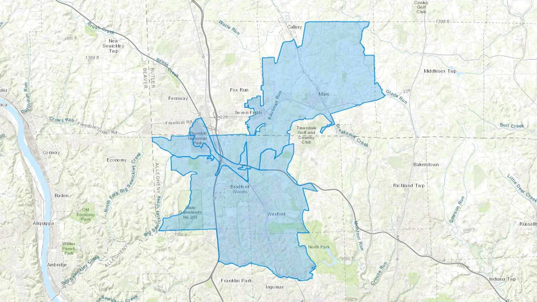 Warrendale, PA Cash heating Oil delivery map Map of the COD Fuel Oil delivery service area for Warrendale, PA