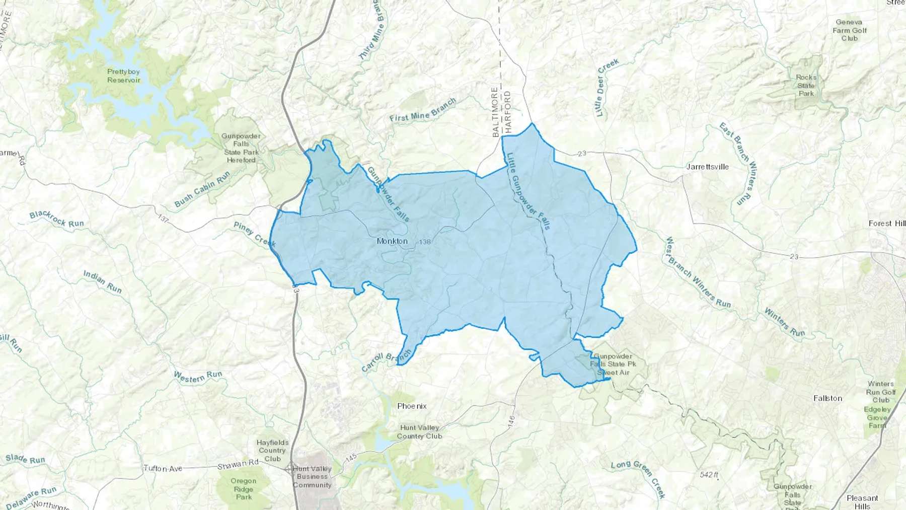 Monkton, MD Cash heating Oil delivery map Map of the COD Fuel Oil delivery service area for Monkton, MD
