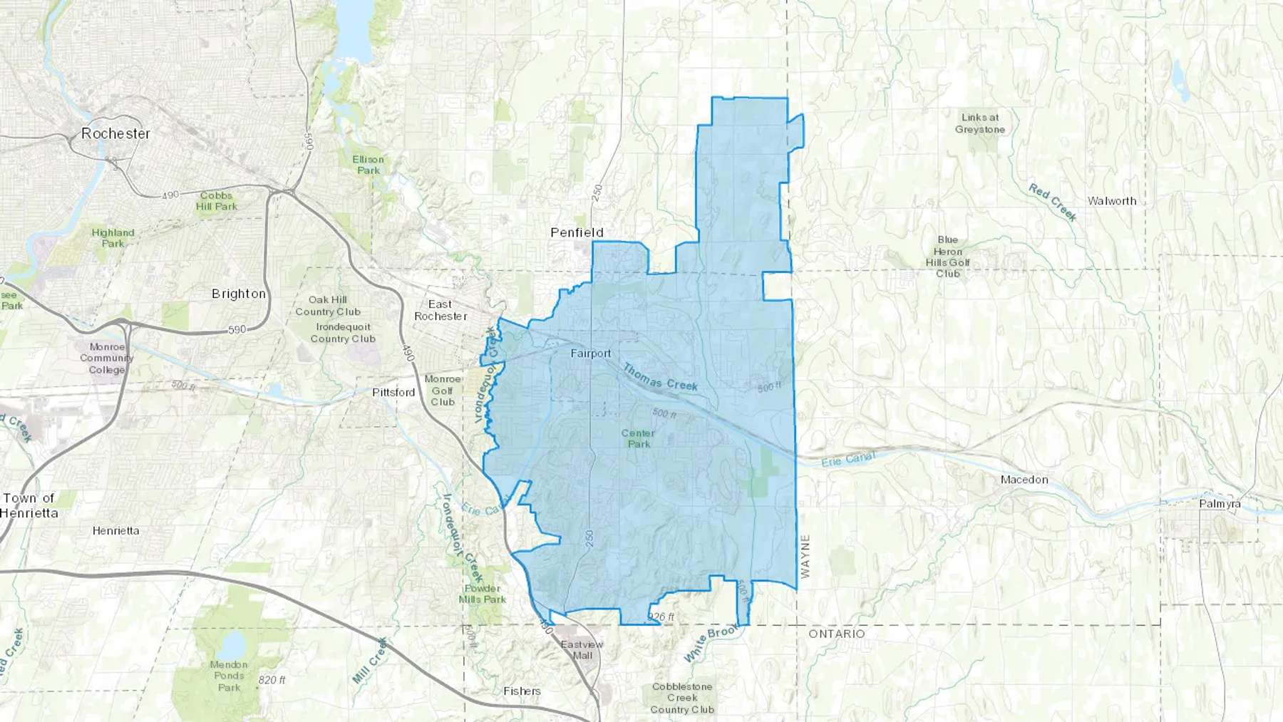 Fairport, NY Cash heating Oil delivery map Map of the COD Fuel Oil delivery service area for Fairport, NY