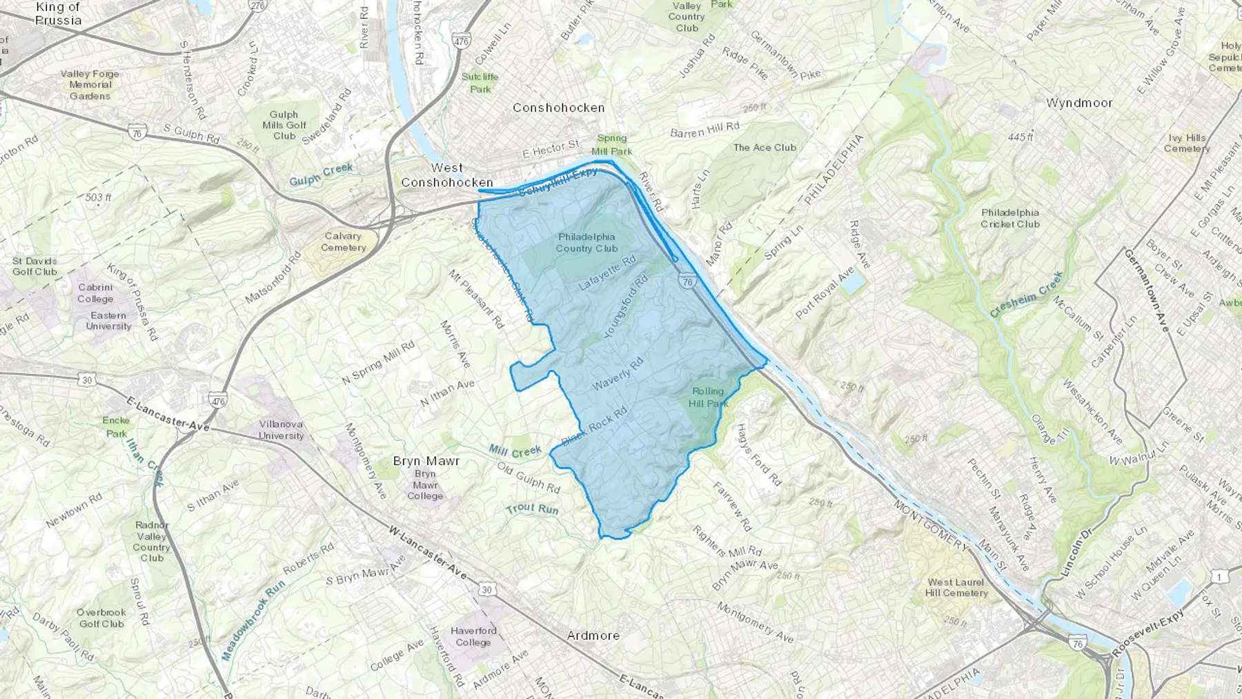 Gladwyne, PA Cash heating Oil delivery map Map of the COD Fuel Oil delivery service area for Gladwyne, PA