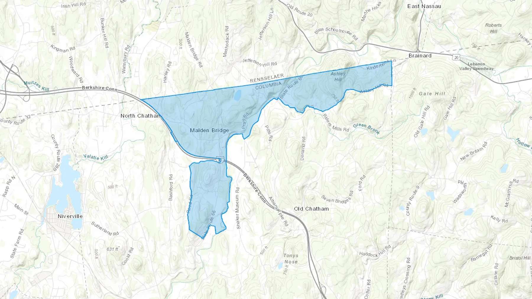 Malden Bridge, NY Cash heating Oil delivery map Map of the COD Fuel Oil delivery service area for Malden Bridge, NY