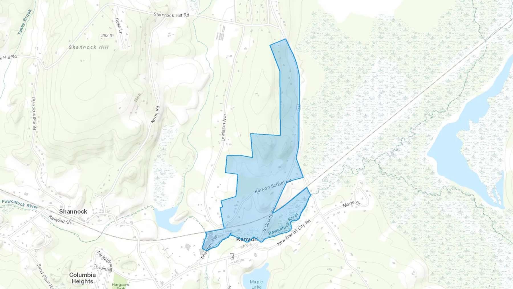 Kenyon, RI Cash heating Oil delivery map Map of the COD Fuel Oil delivery service area for Kenyon, RI