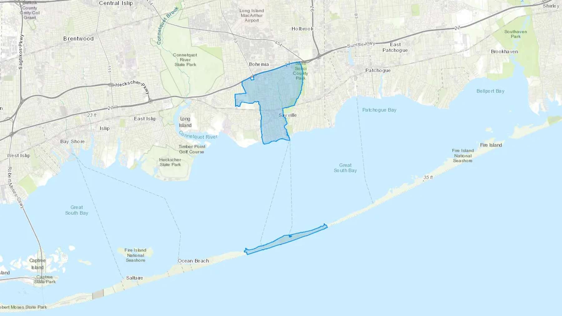 Sayville, NY Cash heating Oil delivery map Map of the COD Fuel Oil delivery service area for Sayville, NY