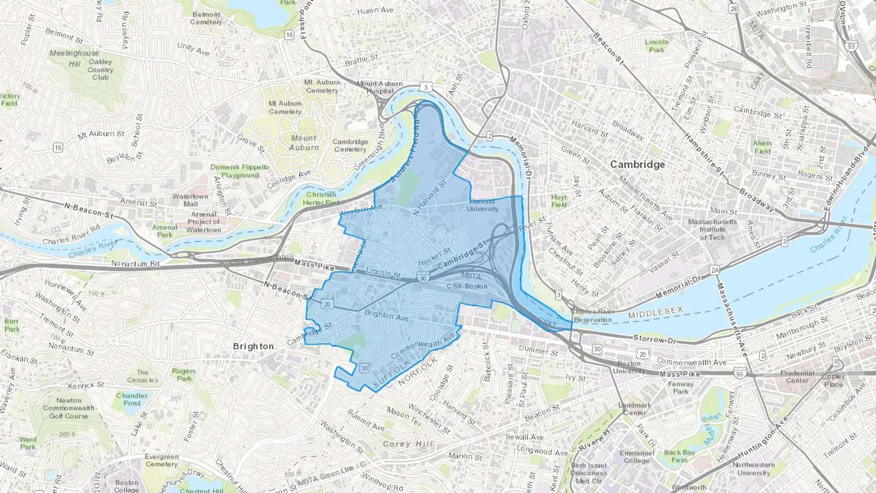Allston, MA Cash heating Oil delivery map Map of the COD Fuel Oil delivery service area for Allston, MA