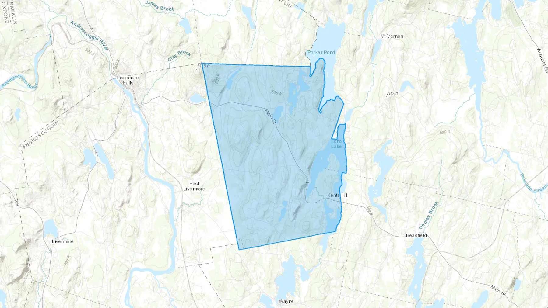 Kents Hill, ME Cash heating Oil delivery map Map of the COD Fuel Oil delivery service area for Kents Hill, ME