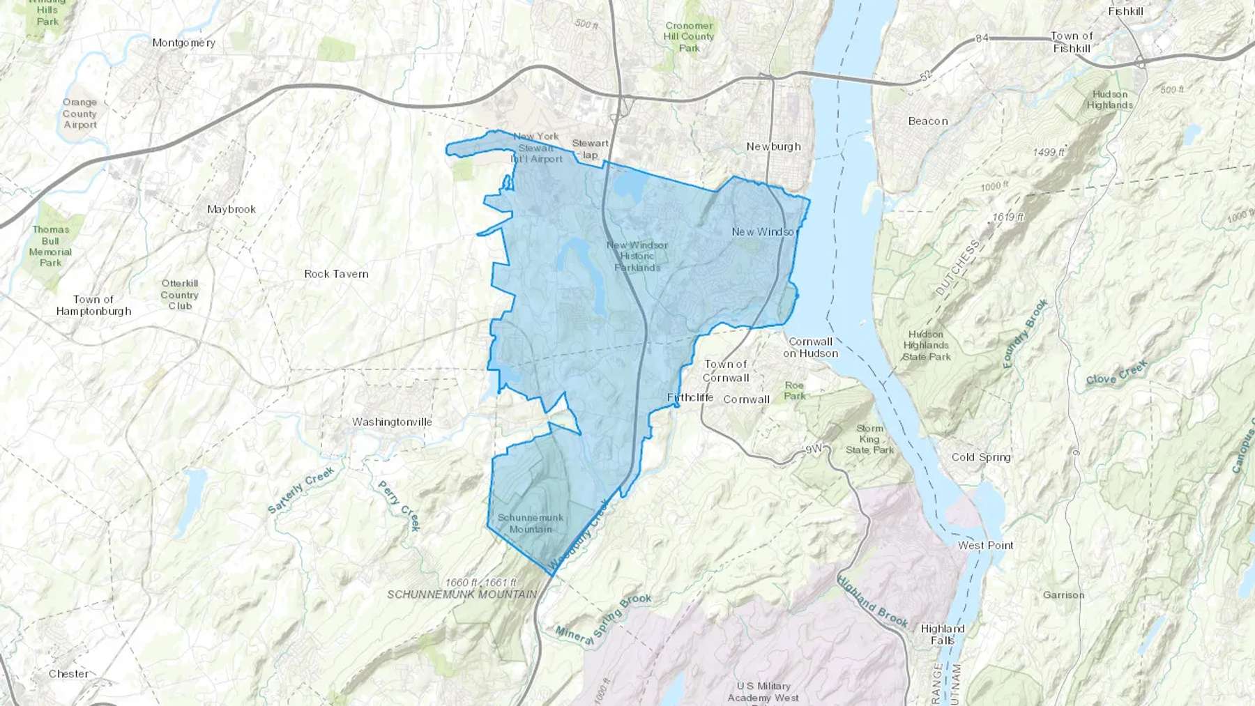 Vails Gate, NY Cash heating Oil delivery map Map of the COD Fuel Oil delivery service area for Vails Gate, NY