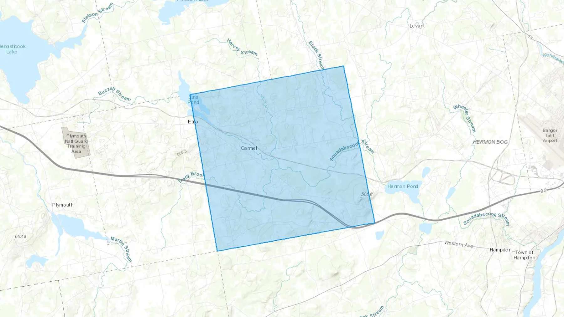 Carmel, ME Cash heating Oil delivery map Map of the COD Fuel Oil delivery service area for Carmel, ME