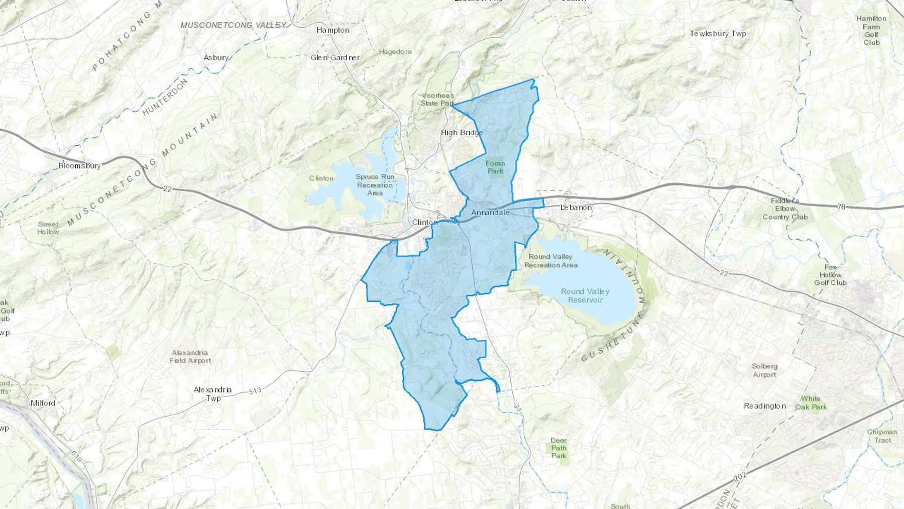 Annandale, NJ Cash heating Oil delivery map Map of the COD Fuel Oil delivery service area for Annandale, NJ