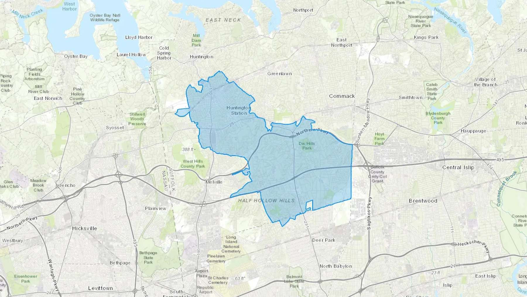 Huntington Station, NY Cash heating Oil delivery map Map of the COD Fuel Oil delivery service area for Huntington Station, NY