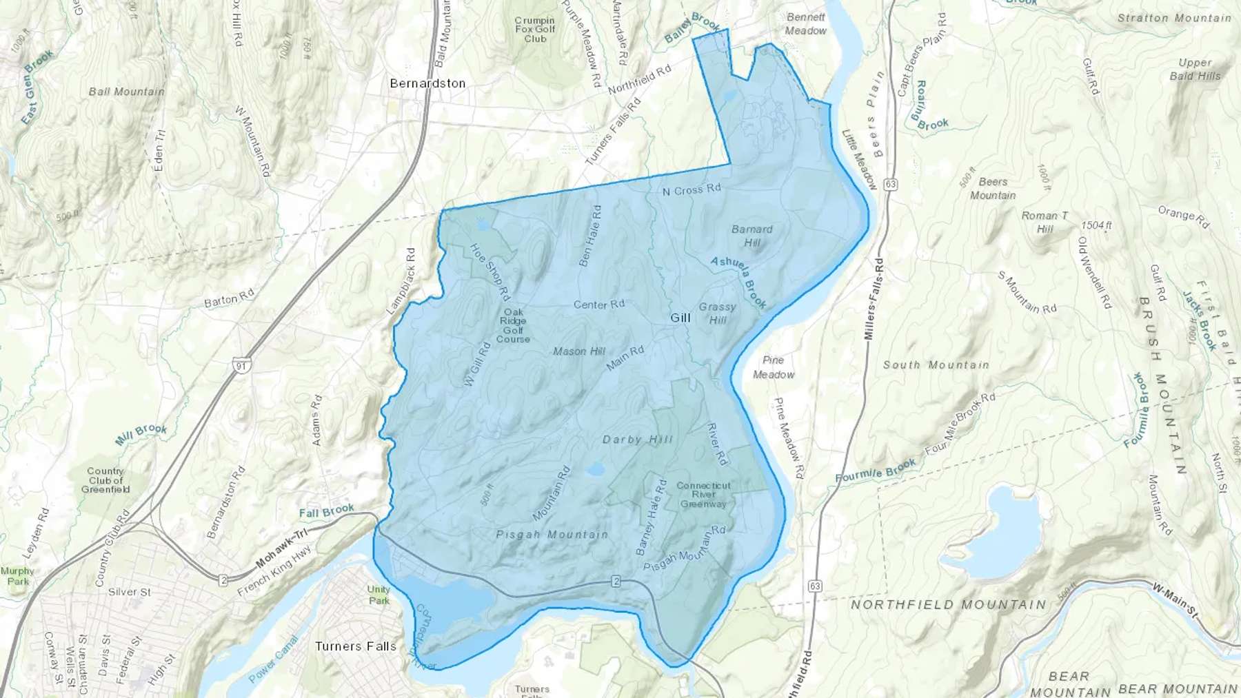 Gill, MA Cash heating Oil delivery map Map of the COD Fuel Oil delivery service area for Gill, MA