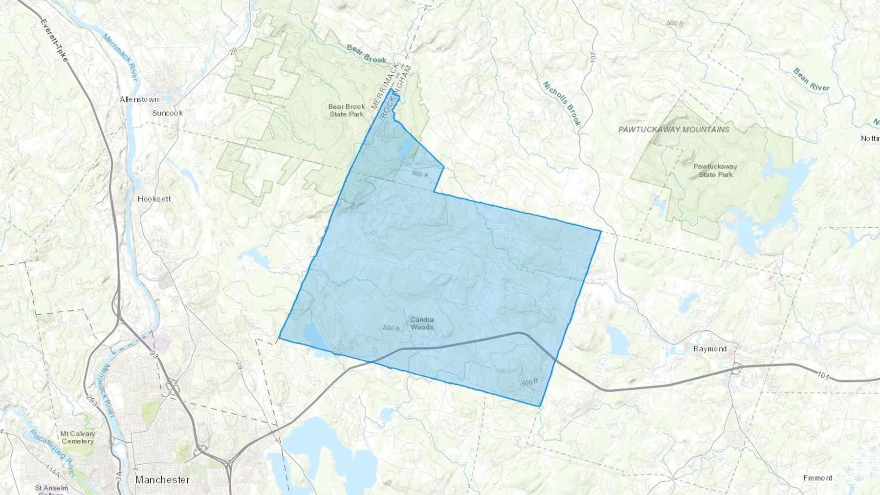Candia, NH Cash heating Oil delivery map Map of the COD Fuel Oil delivery service area for Candia, NH
