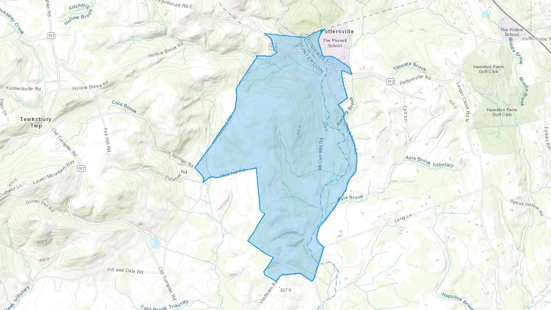 Pottersville, NJ Cash heating Oil delivery map Map of the COD Fuel Oil delivery service area for Pottersville, NJ