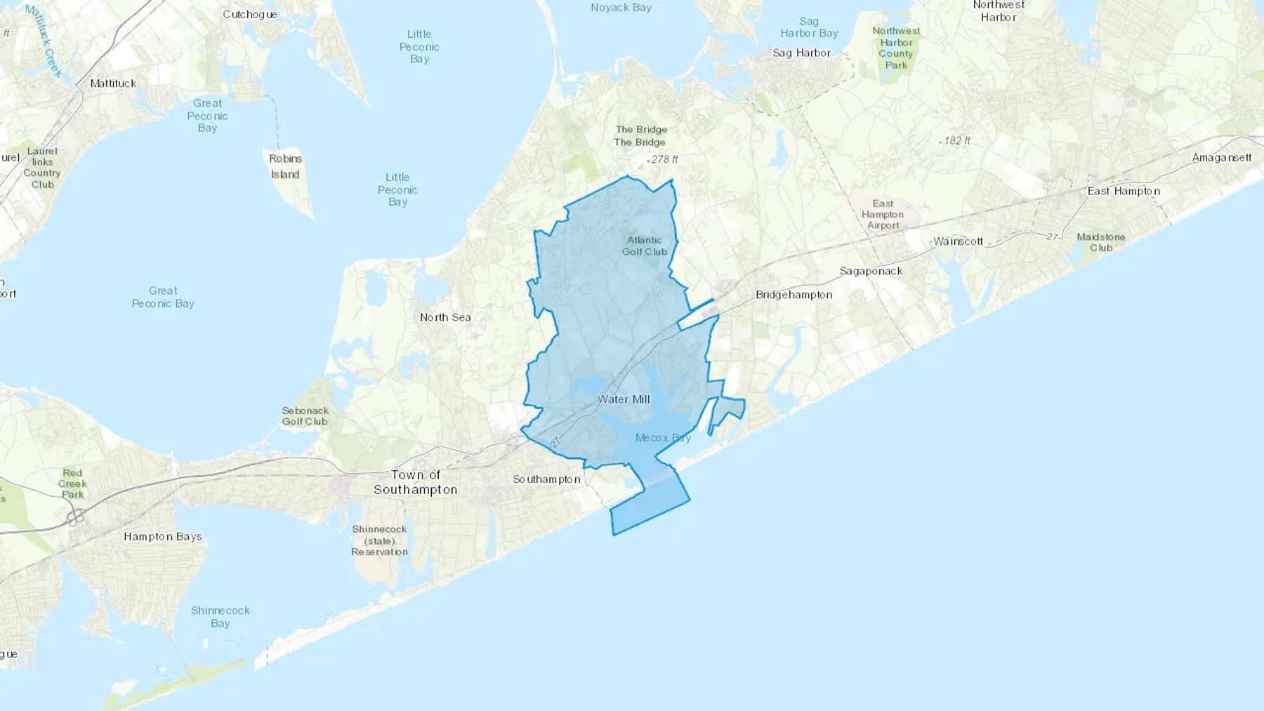 Water Mill, NY Cash heating Oil delivery map Map of the COD Fuel Oil delivery service area for Water Mill, NY