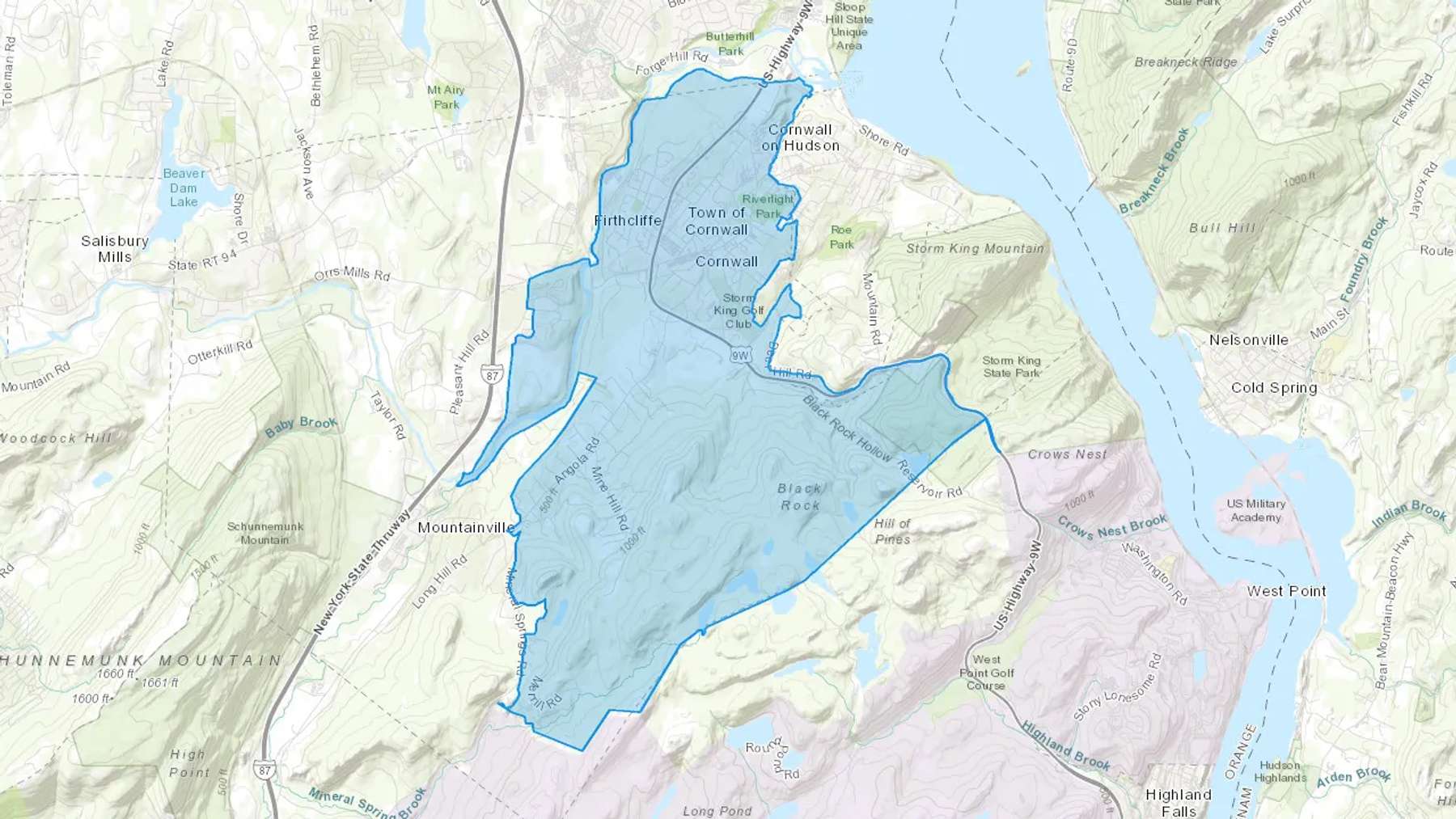 Cornwall, NY Cash heating Oil delivery map Map of the COD Fuel Oil delivery service area for Cornwall, NY