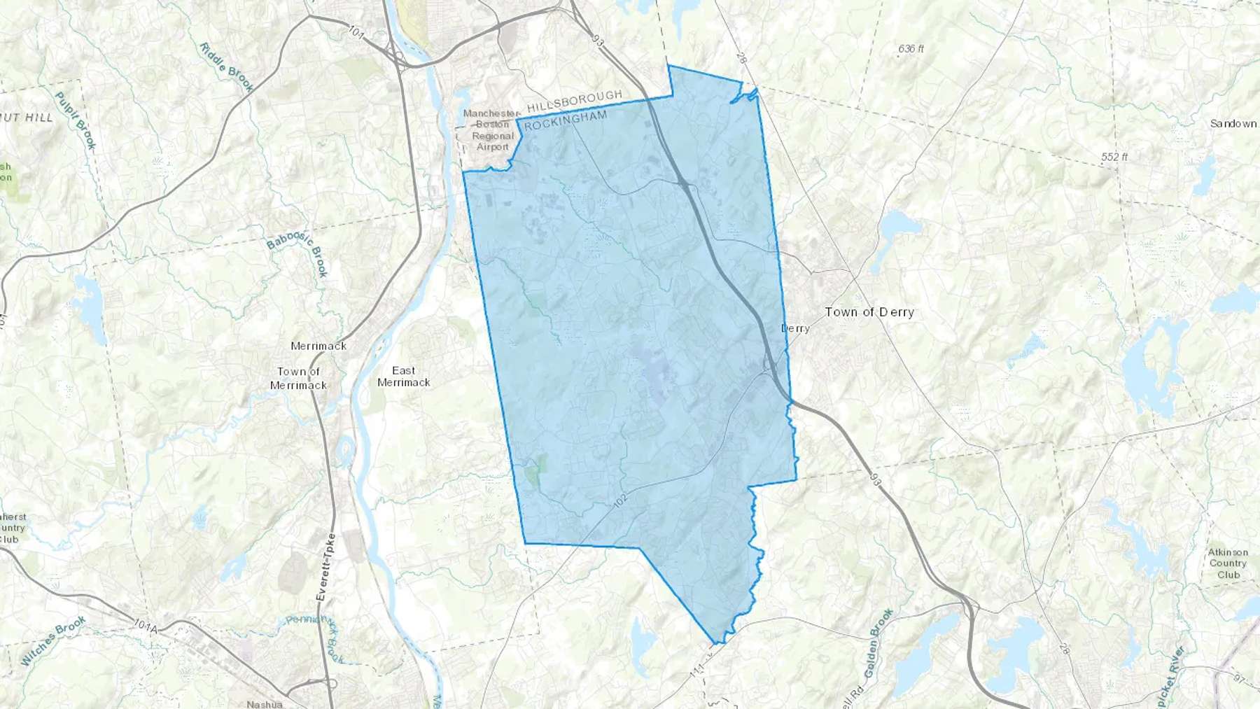 Londonderry, NH Cash heating Oil delivery map Map of the COD Fuel Oil delivery service area for Londonderry, NH