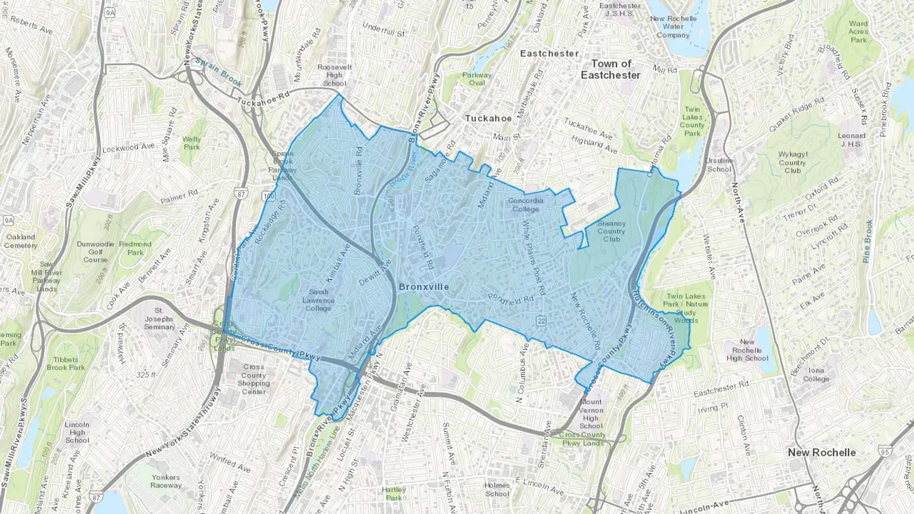 Bronxville, NY Cash heating Oil delivery map Map of the COD Fuel Oil delivery service area for Bronxville, NY