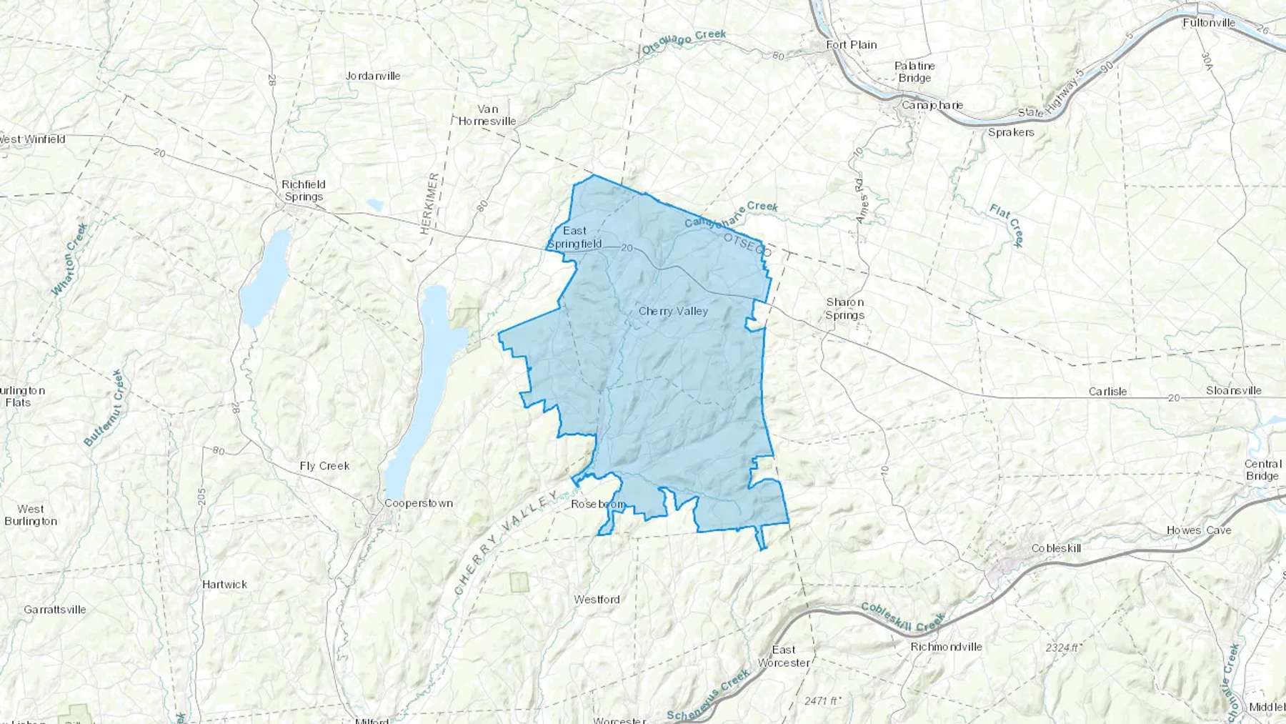 Cherry Valley, NY Cash heating Oil delivery map Map of the COD Fuel Oil delivery service area for Cherry Valley, NY