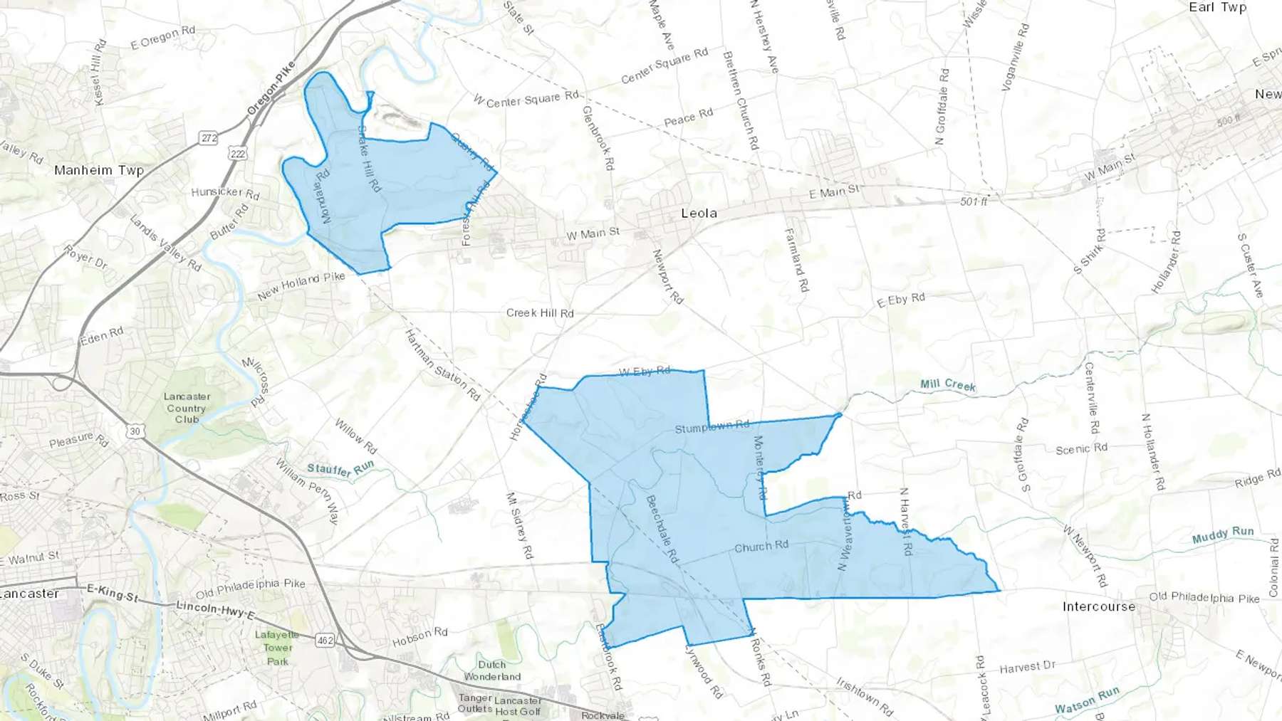 Bird In Hand, PA Cash heating Oil delivery map Map of the COD Fuel Oil delivery service area for Bird in Hand, PA