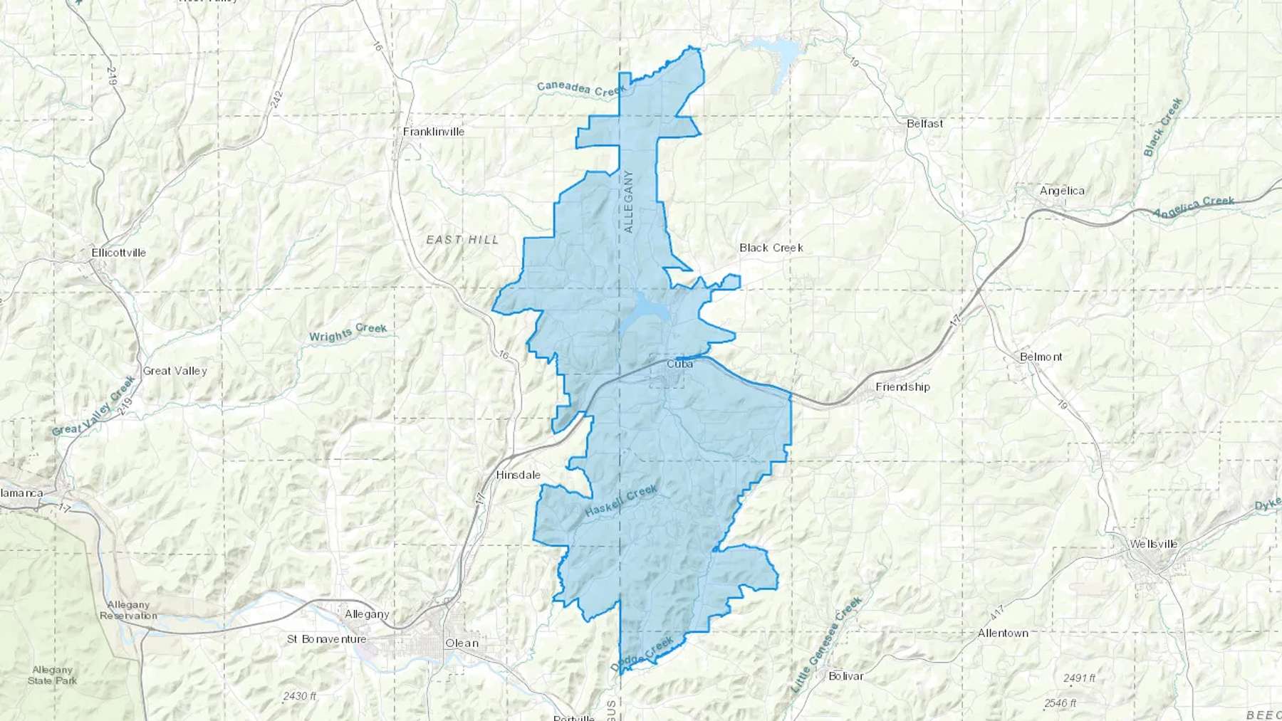 Cuba, NY Cash heating Oil delivery map Map of the COD Fuel Oil delivery service area for Cuba, NY
