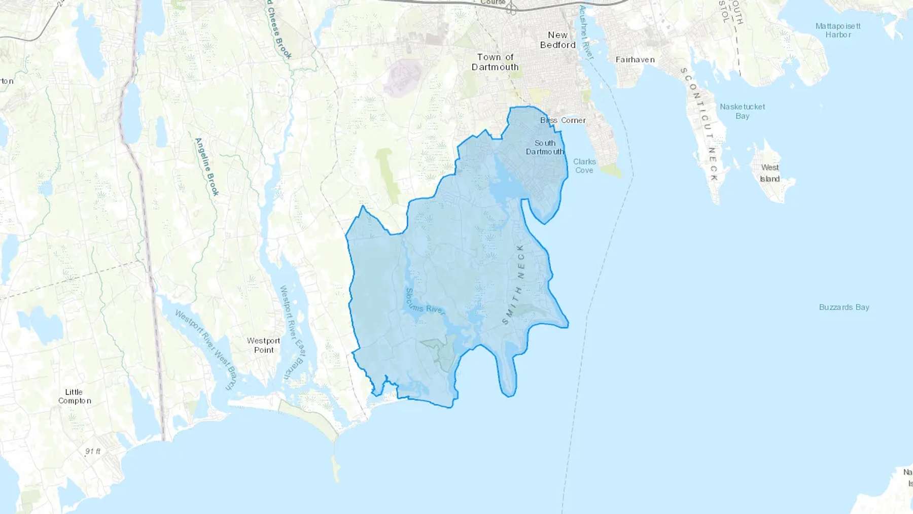 Dartmouth, MA Cash heating Oil delivery map Map of the COD Fuel Oil delivery service area for Dartmouth, MA